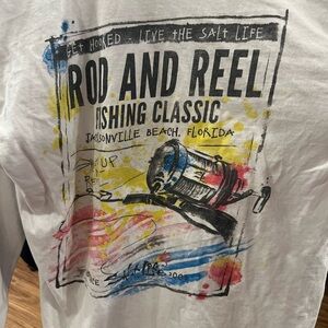 Salt Life Rod and Reel Fishing Classic White Tee
